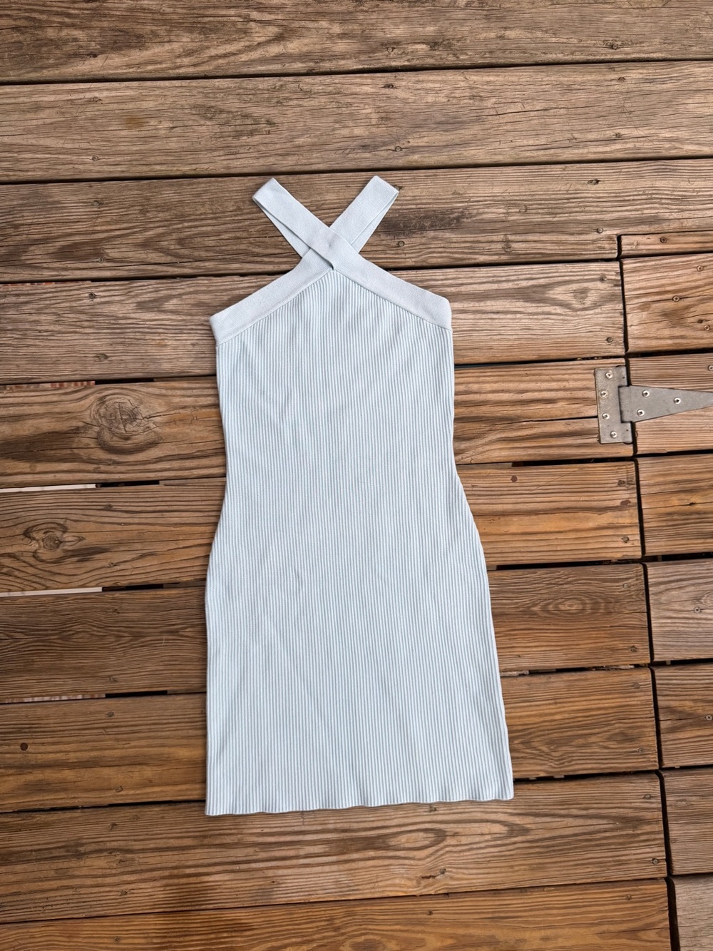 Ribbed Bodycon Dress in Light Blue